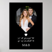 Foto Monogram Romantic Heart Coodinates Modern Poster (Vorne)