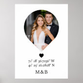 Foto Monogram Romantic Heart Coodinates Modern Poster (Vorne)
