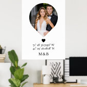 Foto Monogram Romantic Heart Coodinates Modern Poster (Heimbüro)