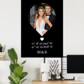 Foto Monogram Romantic Heart Coodinates Modern Poster (Heimbüro)
