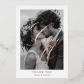 Foto-Monogram, Rose-Gold-Foil, vielen Dank! Folieneinladung (Vorderseite)