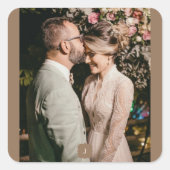 Foto Monogram Wedding Couple hinzufügen Quadratischer Aufkleber (Vorderseite)