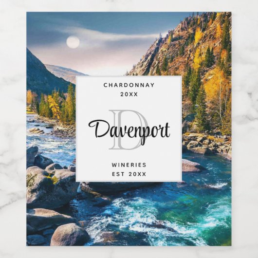 Foto Monogram Wine Making Weinetikett (Einzelnes Label)