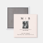 Foto-Monogramm-Blush Save the Date Hochzeit Magnet (Vorderseite/Rückseite)