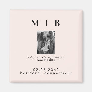 Foto-Monogramm-Blush Save the Date Hochzeit Magnet