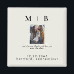 Foto-Monogramm-Creme Save the Date Hochzeit Magnet<br><div class="desc">Einfach und leicht schwarz mit Cream Monogram Save the Date. Hochzeit. Vor- und Nachnamen. Paar mit Foto für Haustiere. Haustiere im Einladung enthalten. Magnet.</div>