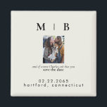 Foto-Monogramm-Creme Save the Date Hochzeit Magnet<br><div class="desc">Einfach und leicht schwarz mit Cream Monogram Save the Date. Hochzeit. Vor- und Nachnamen. Paar mit Foto für Haustiere. Haustiere im Einladung enthalten. Magnet.</div>