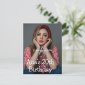 Foto Monogramm glücklich 20. Geburtstag grau weiß Postkarte (Stehend Vorderseite)