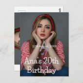 Foto Monogramm glücklich 20. Geburtstag grau weiß Postkarte (Vorne/Hinten)