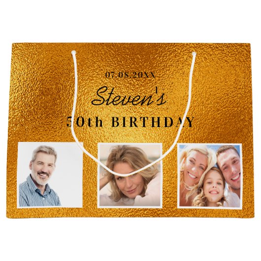 Foto-Monogramm Große Geschenktüte (Vorderseite)