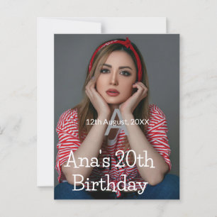 Foto-Monogramm Happy 20. Geburtstag grau weiß Postkarte