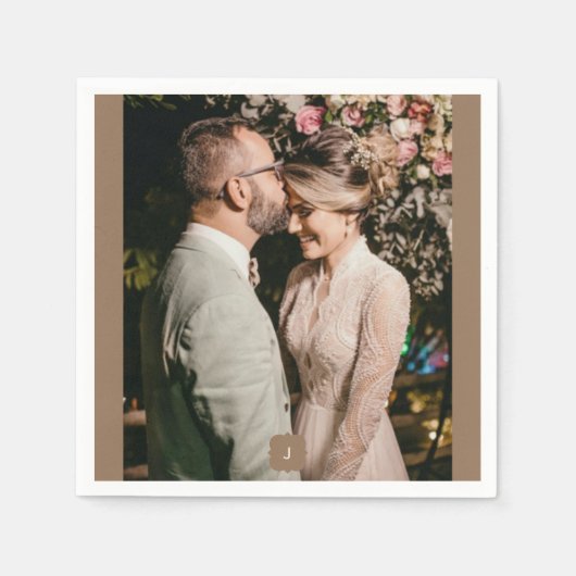 Foto Monogramm Hochzeit hinzufügen Serviette (Vorderseite)