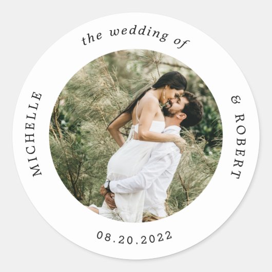 Foto-Monogramm-Hochzeit Runder Aufkleber (Vorderseite)