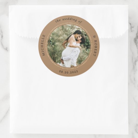 Foto-Monogramm-Hochzeit Runder Aufkleber (Tasche)