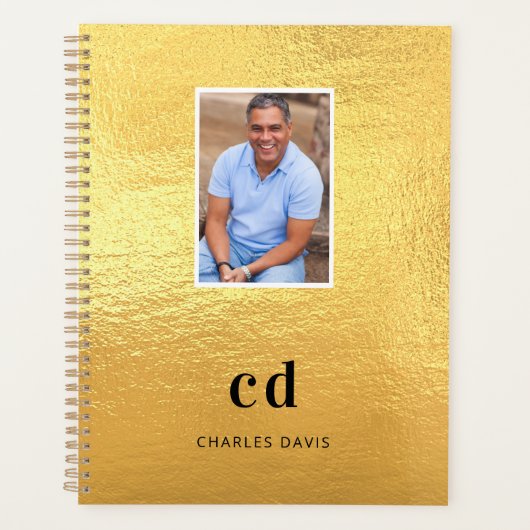 Foto-Monogramm-Initialen aus Gold 2023 Planer (Vorderseite)