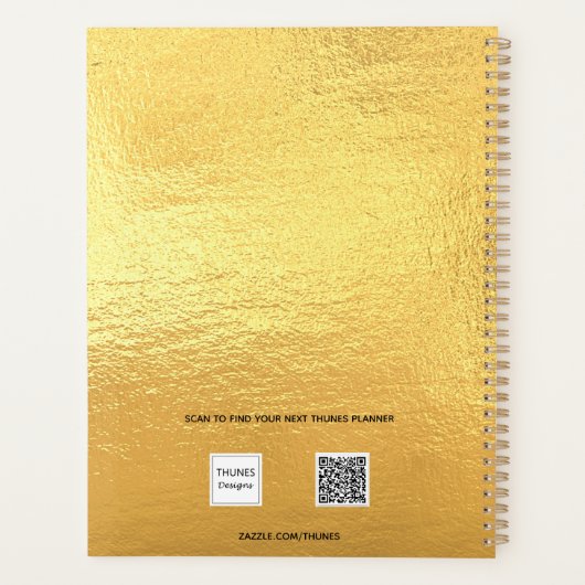 Foto-Monogramm-Initialen aus Gold 2023 Planer (Rückseite)