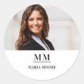 Foto Monogramm Markennamen Runder Aufkleber (Vorderseite)