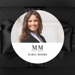 Foto Monogramm Markennamen Runder Aufkleber