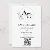 Foto-Monogramm minimalistischer QR-Code-Hochzeit Save The Date (Vorderseite)