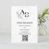 Foto-Monogramm minimalistischer QR-Code-Hochzeit Save The Date (Stehend Vorderseite)