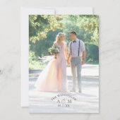 Foto-Monogramm mit geprägter barocker Hochzeitsein Einladung (Vorderseite)