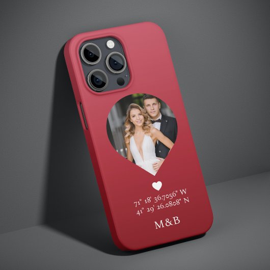 Foto-Monogramm Romantisches Herz Koordinaten Moder Case-Mate iPhone Hülle