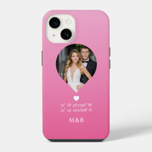 Foto-Monogramm Romantisches Herz Koordinaten Moder iPhone 14 Hülle