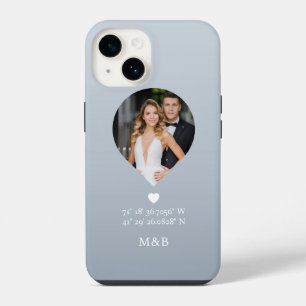 Foto-Monogramm Romantisches Herz Koordinaten Moder iPhone 14 Hülle