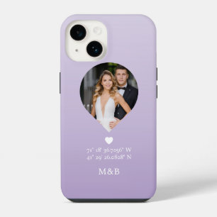 Foto Monogramm Romantisches Herz Koordinaten Moder iPhone 14 Hülle