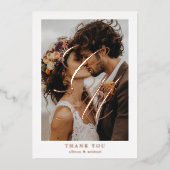 Foto, Monogramm, Rose-Gold-Folie, "Danke" Folieneinladung (Vorderseite)