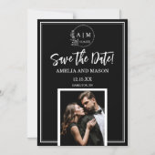 Foto-Monogramm Save-the-Date-Magnet Magneteinladung (Vorderseite)