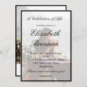 Foto-Monogramm zur Beerdigung Elegantes Schwarzes Einladung (Vorne/Hinten)