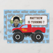 Foto Monster Truck Birthday Einladung (Vorne/Hinten)