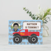 Foto Monster Truck Birthday Einladung (Stehend Vorderseite)