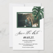 Foto Monstera Tropical Palm Leaf Save the Date (Vorderseite)