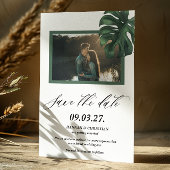 Foto Monstera Tropical Palm Leaf Save the Date