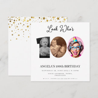 Foto Montage Geburtstagsparty 100 Jahre alt Einladung