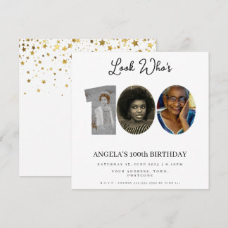 Foto Montage Geburtstagsparty 100 Jahre alt Einladung