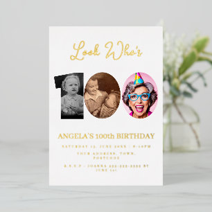 Foto Montage Geburtstagsparty 100 Jahre alt Folieneinladung