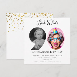 Foto Montage Geburtstagsparty 90 Jahre alt Einladung