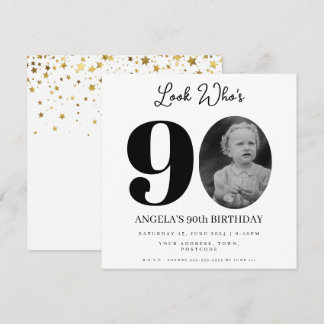 Foto Montage Geburtstagsparty 90 Jahre alt Einladung