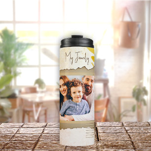 Foto-Montage und Text für Vintage trockene Blume Thermosbecher