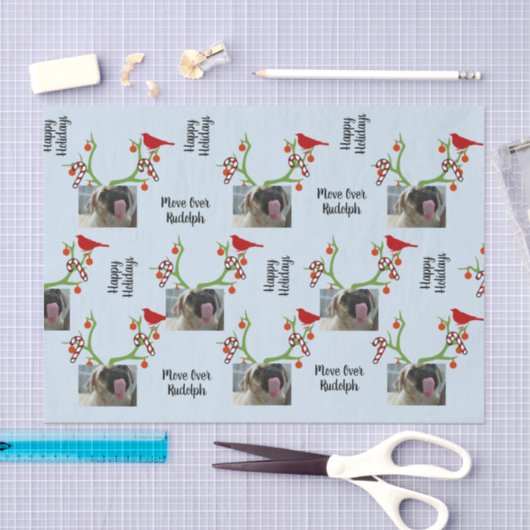 Foto "Move Over Rudolph" hinzufügen Weihnachten Seidenpapier (Handwerk)