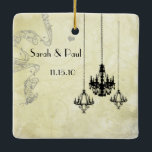 Foto Musical Black & Gray 3 Kronleuchter Keramikornament<br><div class="desc">Wedding Keepake Wedding Party Necklaces - um die Hintergrundfarbe zu ändern - klicken Sie auf anpassen - klicken Sie auf Bearbeiten - wählen Sie das letzte Tool aus dem Drop-Down-Menü und wählen Sie eine der angezeigten Farben aus oder geben Sie Ihren RGB-Hex-Code für Ihre Hochzeitfarbe ein. Um die Schriftart-Farbe zu...</div>