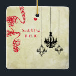 Foto Musical Black Strawberry Chandelier Keramikornament<br><div class="desc">Wedding Keepake Wedding Party Necklaces - um die Hintergrundfarbe zu ändern - klicken Sie auf anpassen - klicken Sie auf Bearbeiten - wählen Sie das letzte Tool aus dem Drop-Down-Menü und wählen Sie eine der angezeigten Farben aus oder geben Sie Ihren RGB-Hex-Code für Ihre Hochzeitfarbe ein. Um die Schriftart-Farbe zu...</div>