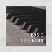 Foto Musician Piano führt QR Code Modernes Schwarz Quadratische Visitenkarte (Vorderseite)