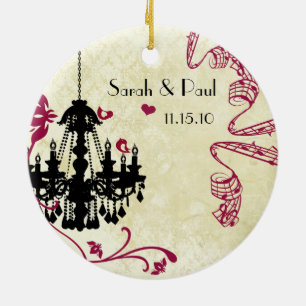Foto Musikalische Schwarze Pflaumen Vögel Vintage Keramik Ornament