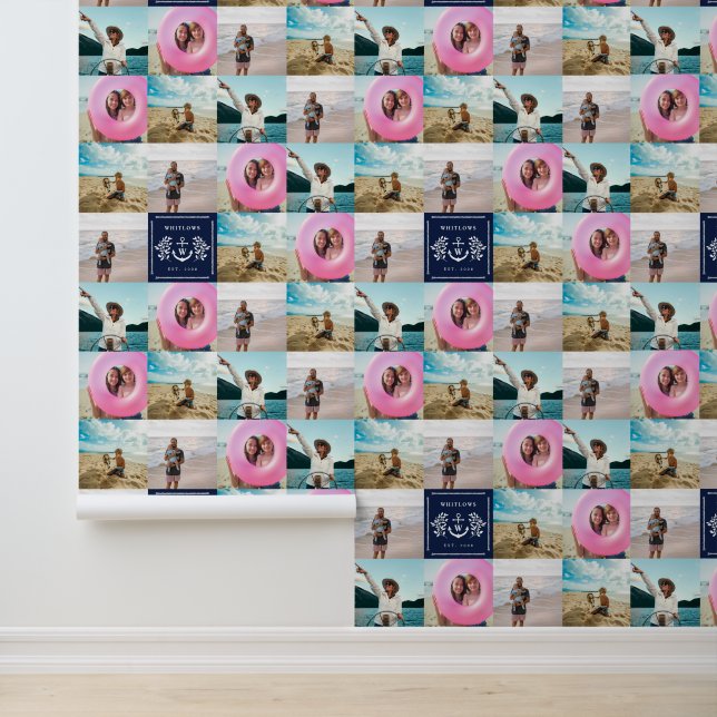 Foto-Muster für Navy Naugram Lake House Tapete (Anwendung)