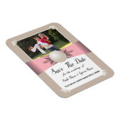 Foto "Mute Blush & Tan Pearl Ribbon" Save the Date Magnet (Rechte Seite)