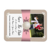 Foto "Mute Blush & Tan Pearl Ribbon" Save the Date Magnet (Horizontal)